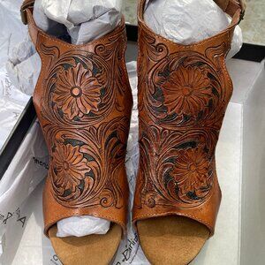 American Darling Tooled Leather Wedge